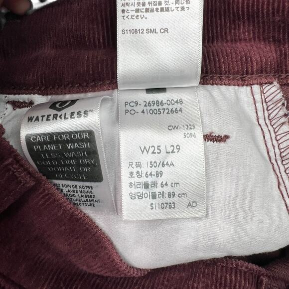 Levi’s High Waisted Corduroy Relaxed Tapered Mom Jeans Burgundy Brown Womens 25 - Picture 7 of 7